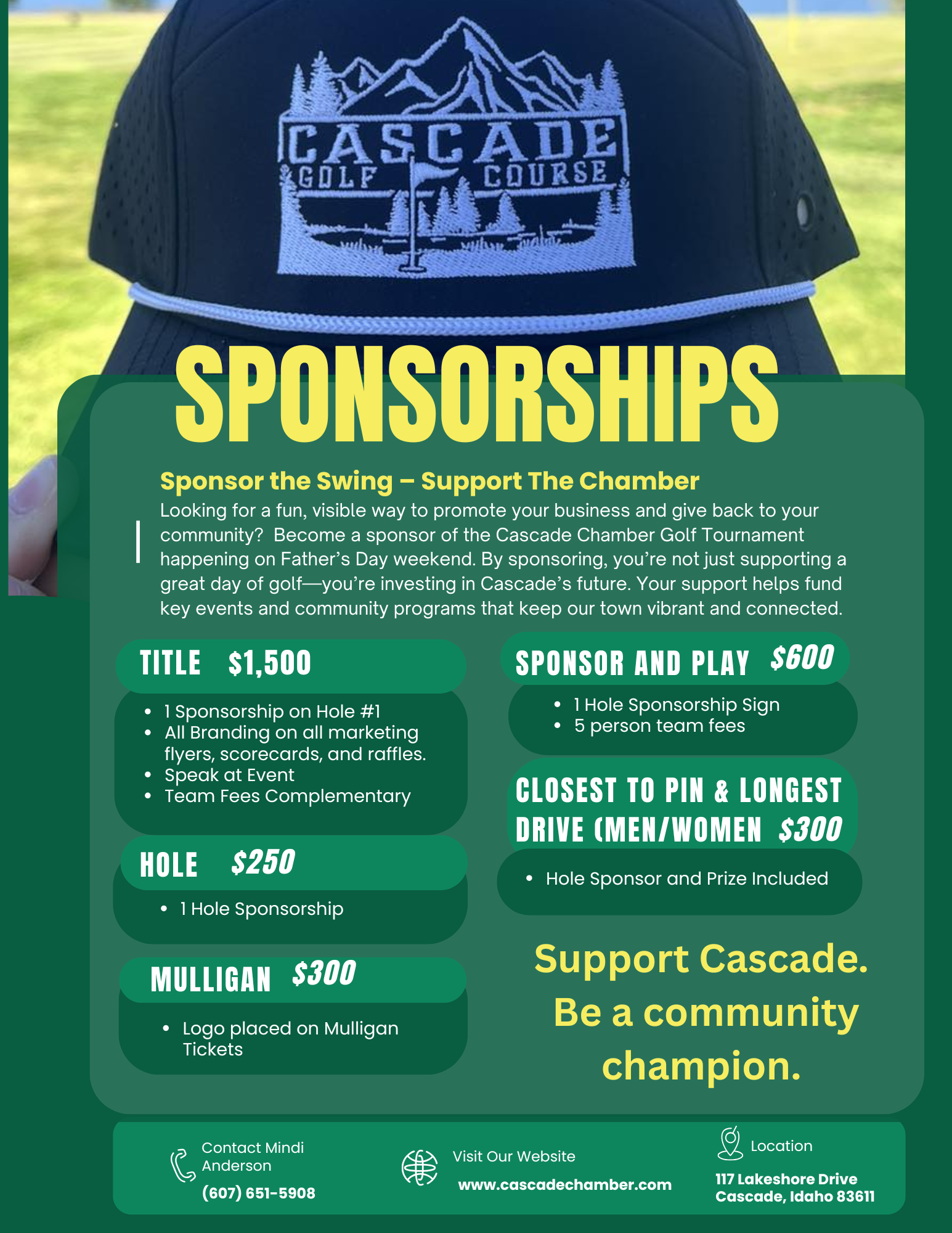 Sponsorship at Father's Day Golf Scramble in Cascade, Idaho