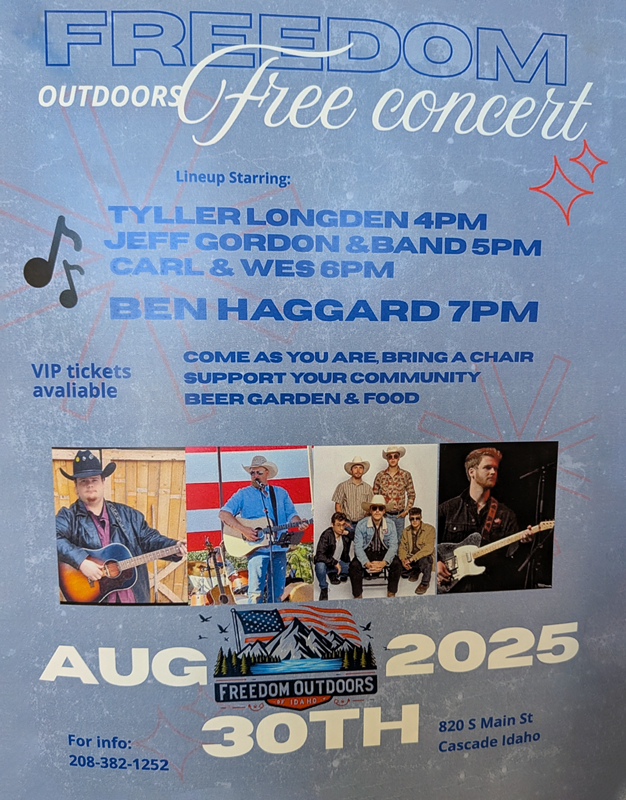 Freedom Outdoors Free Concert in Cascade, Idaho