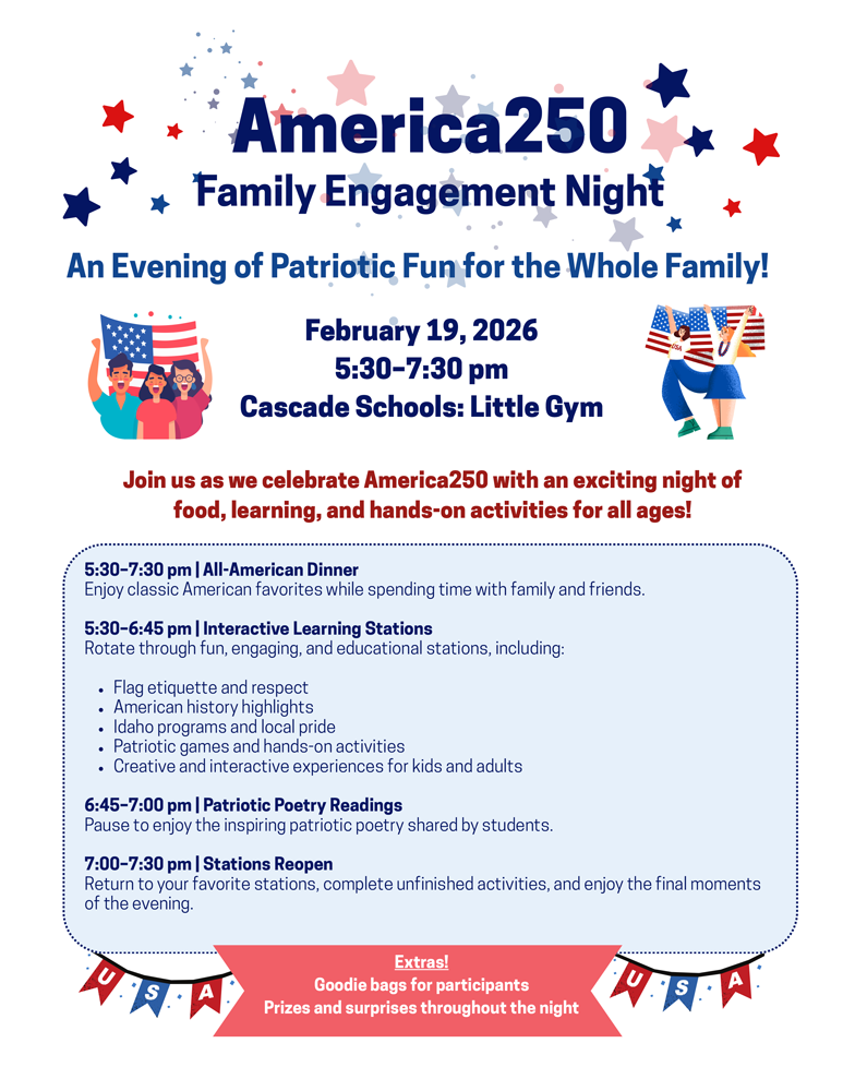 America250 Family Engagement Night in Cascade, Idaho