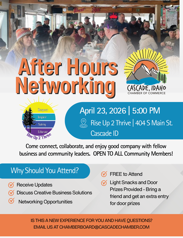 April After hours networking event in Cascade, Idaho