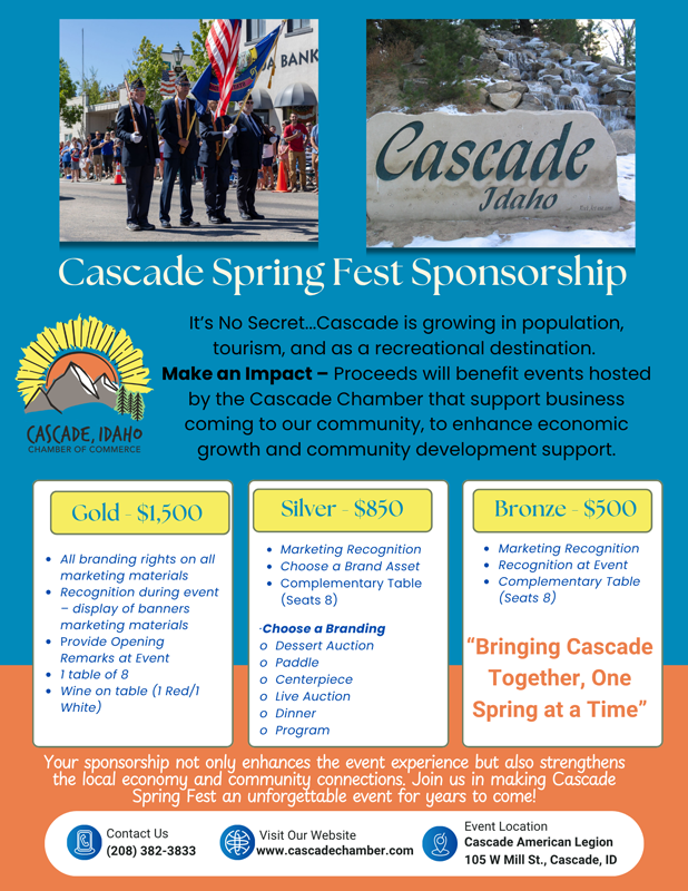 Sponsorships for Spring Fest in Cascade, Idaho