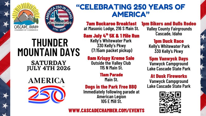 Thunder Mountain Days agenda in Cascade, Idaho