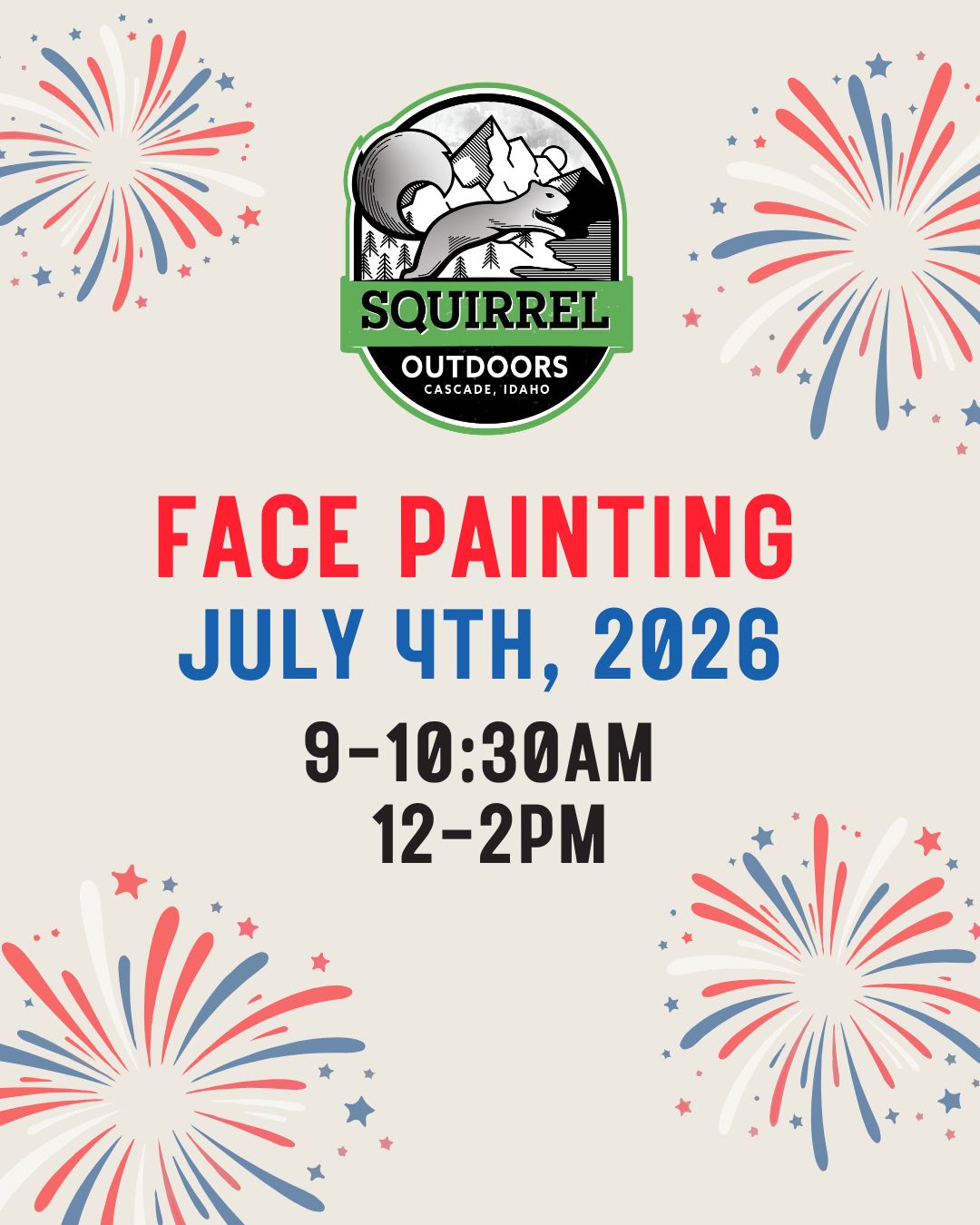 Face Painting at Squirrel Outdoors in Cascade, Idaho