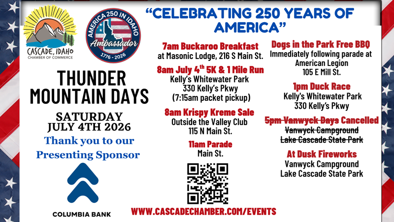 Thunder Mountain Days Agenda in Cascade, Idaho