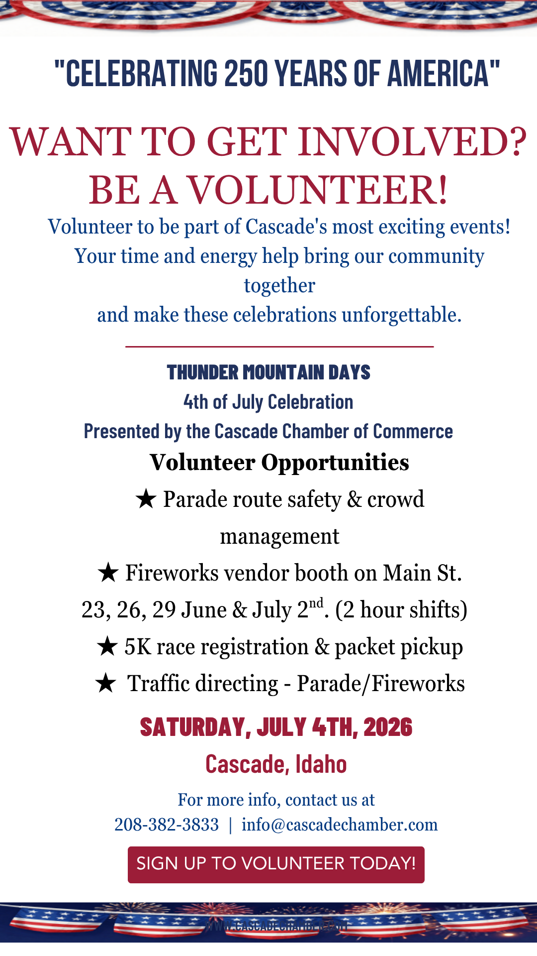 Volunteer for Cascade, Idaho events