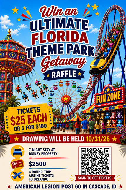 Florida Theme Park Getaway Raffle in Cascade, Idaho